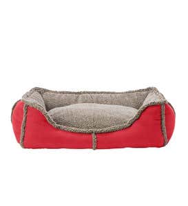 Extra-Large Faux Suede And Berber Rectangular Dog Bed - Red