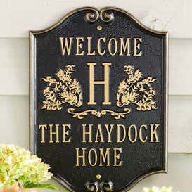 Cast Aluminum Monogram Welcome Plaque With Monogram