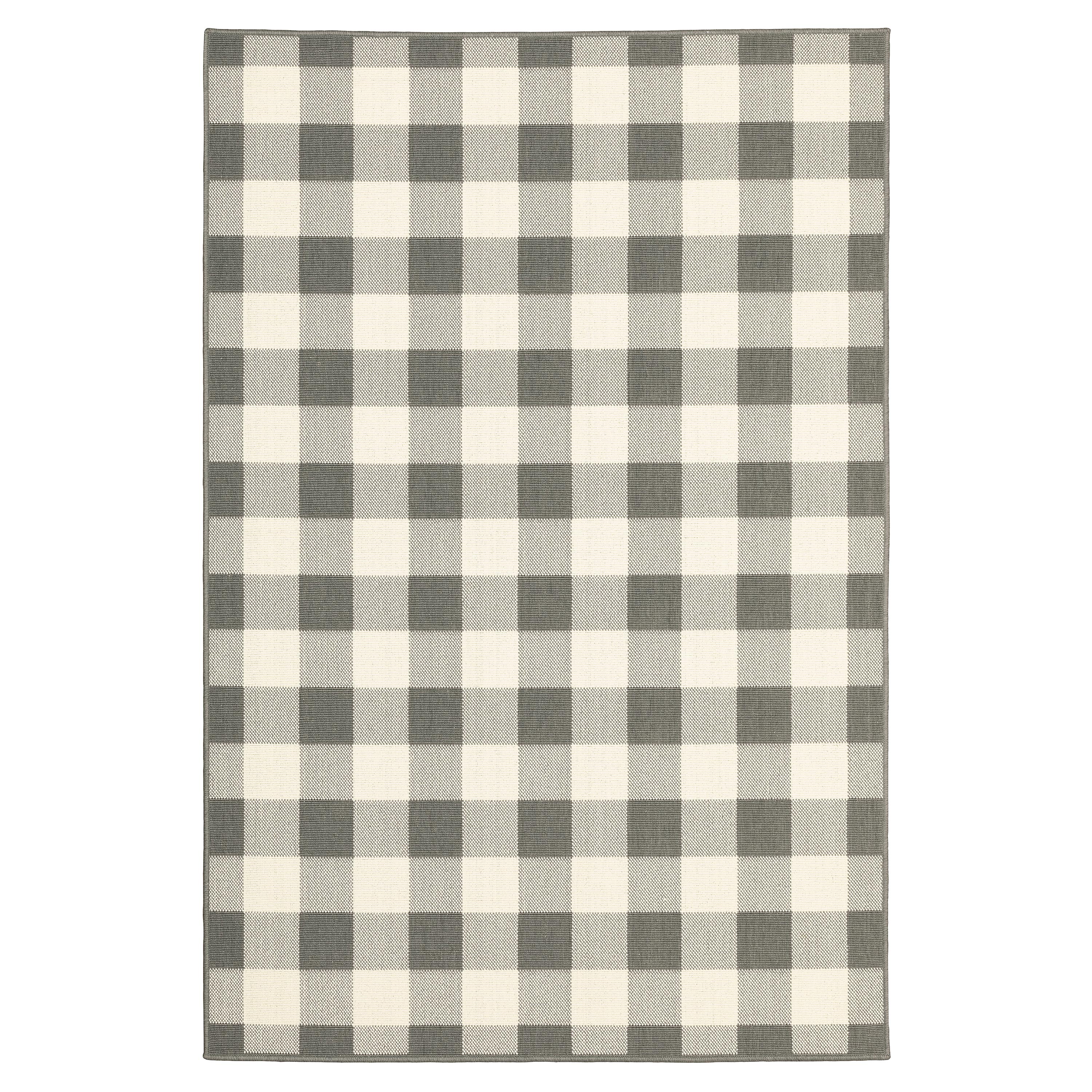 Gracie Oaks Buffalo Plaid Outdoor Rug Grey 27.5 X 43 Inches Cotton  Hand-Woven Checkered Front Door Mat in Gra…