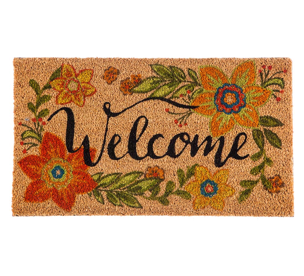 Natural Coco Large Welcome Mat for Entry Way, Long Coir Outdoor