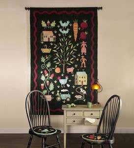 Contemporary Folk Art Hand-Hooked Rug, 8' x 10'