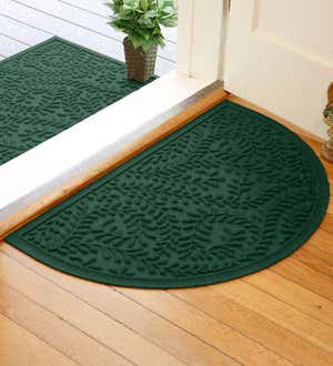 Waterhog Indoor/Outdoor Leaves Half-Round Doormat, 24" x 39" - Medium Gray