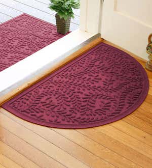 Waterhog Indoor/Outdoor Leaves Half-Round Doormat, 24" x 39" - Medium Gray