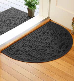 Waterhog Indoor/Outdoor Leaves Half-Round Doormat, 24" x 39" - Medium Gray