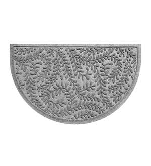 Waterhog Indoor/Outdoor Leaves Half-Round Doormat, 24" x 39" - Medium Gray