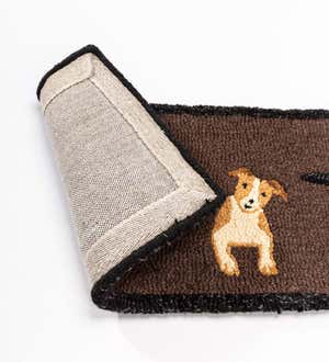 Plow & Hearth Hand-Hooked Wool Dogs Stay Accent Rug