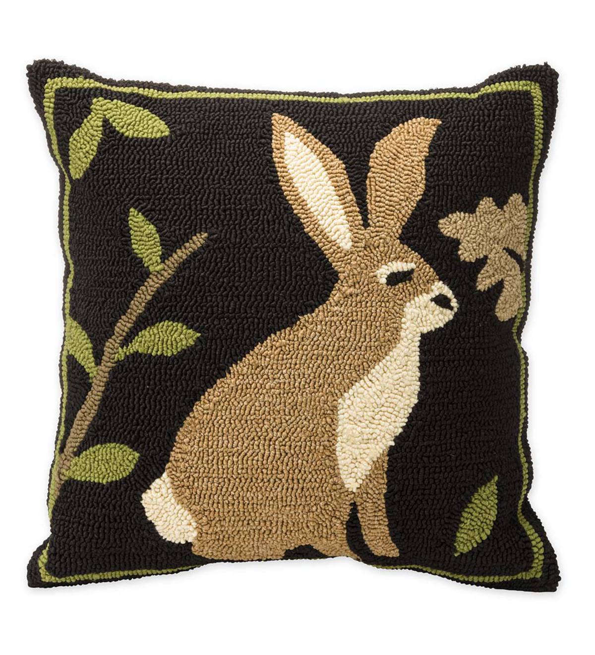 Indoor Outdoor Woodland Throw Pillow with Rabbit Plow Hearth