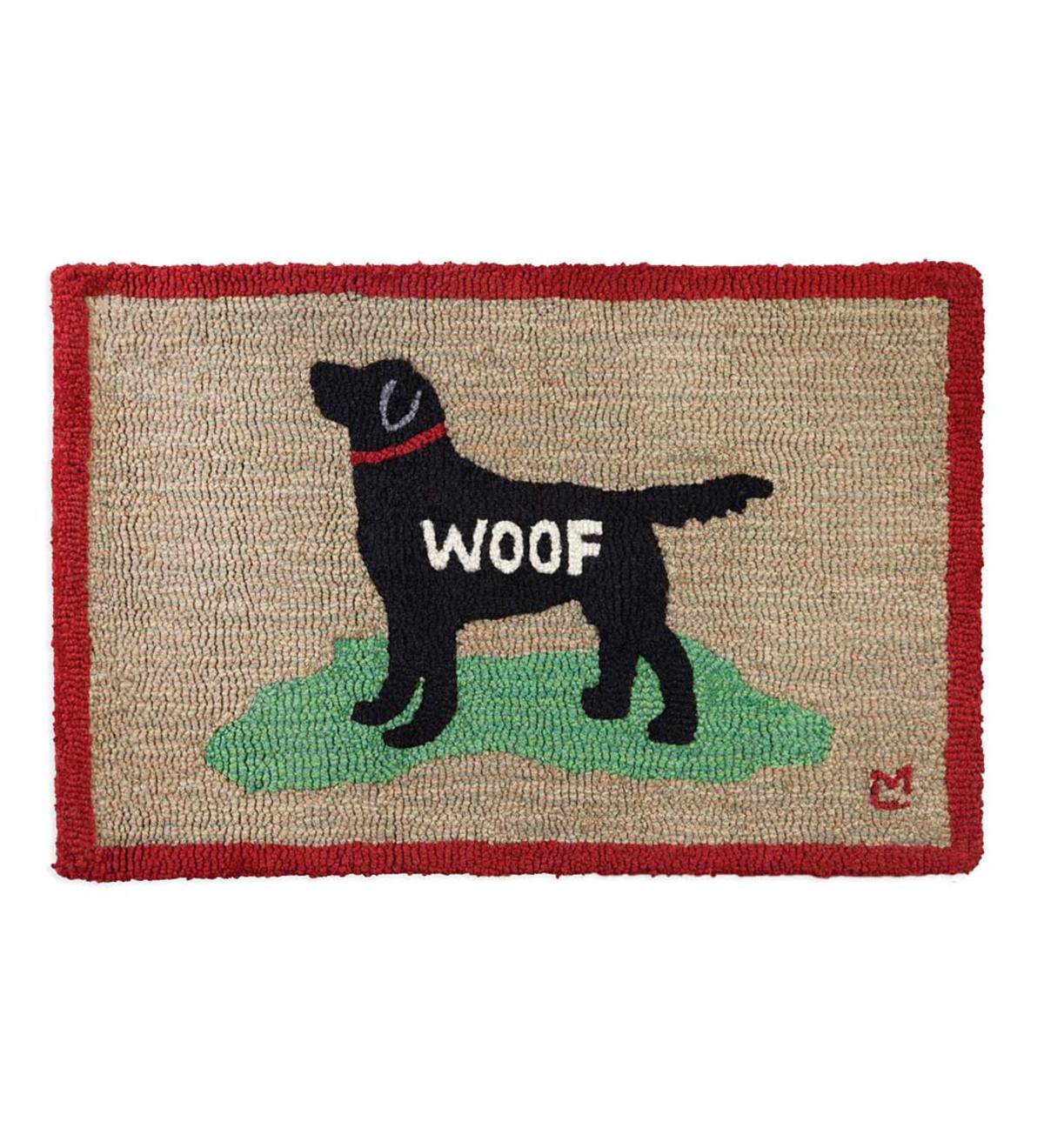 Hooked Wool Black Lab Woof Accent Rug