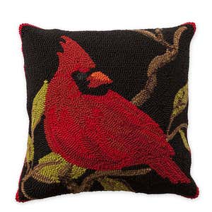 Indoor/Outdoor Hooked Cardinal Throw Pillow