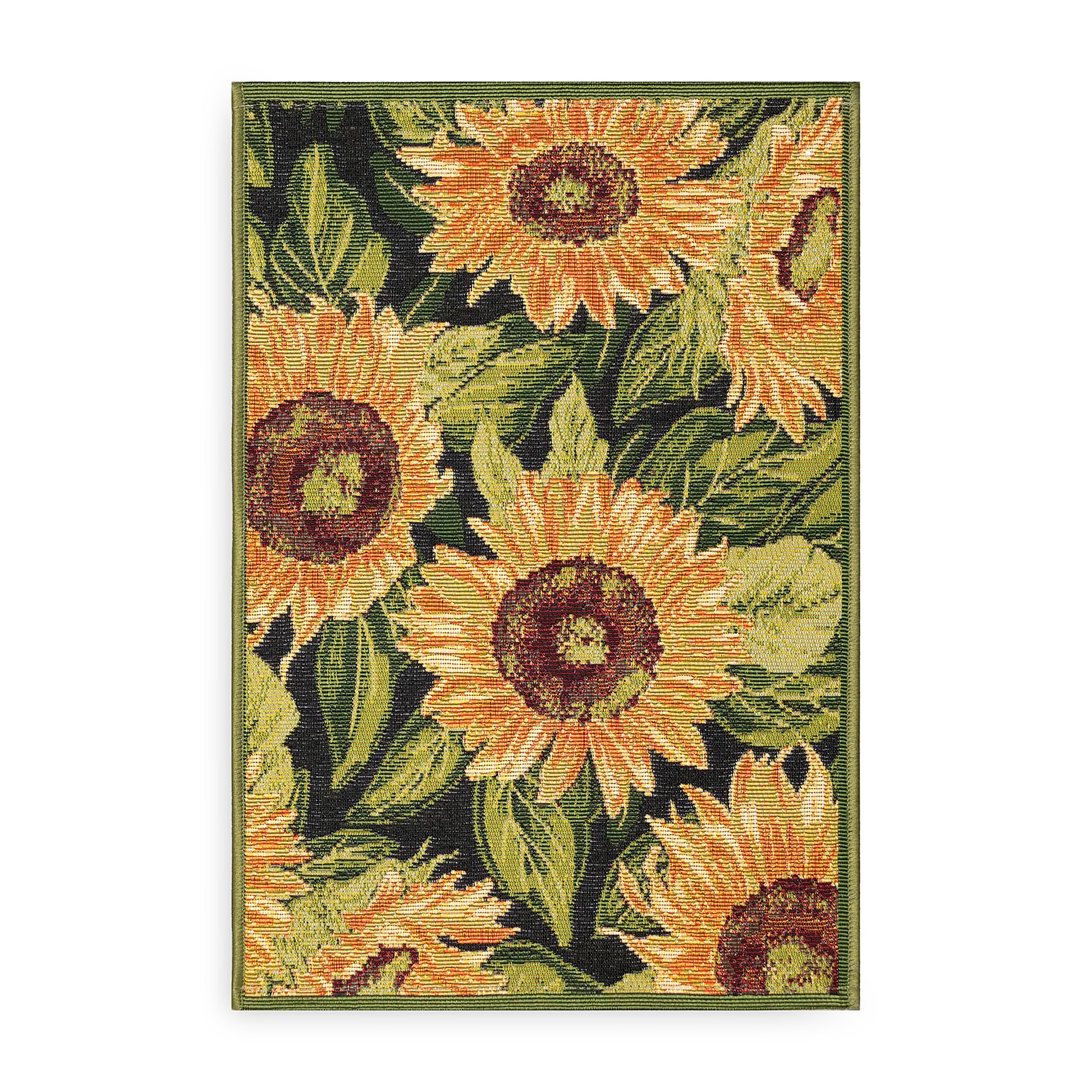 Indoor/Outdoor Black Sunflower Polypropylene Rug