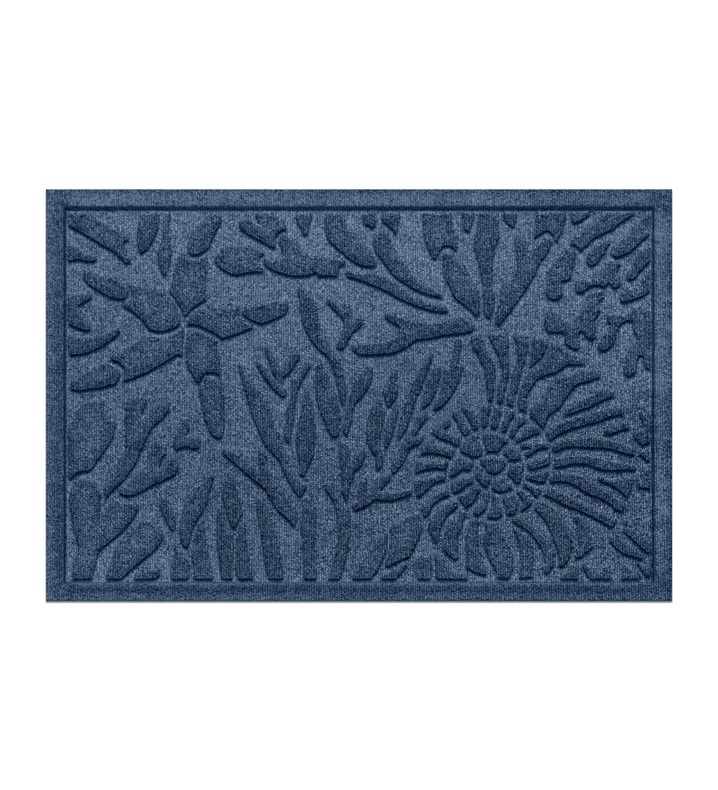 34”W x 51-1/2”L Large Leaves Waterhog Doormat - Blue