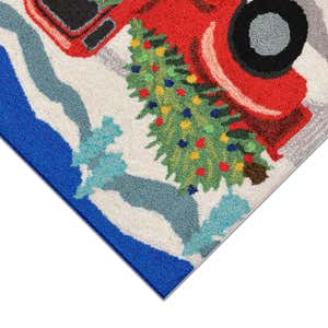 Indoor/Outdoor Hand-Hooked Let It Snow Accent Rug, 30 x 48