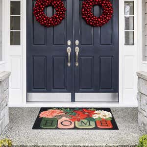 Indoor/Outdoor Hand-Hooked Holiday Bouquet Accent Rug, 20" x 30"