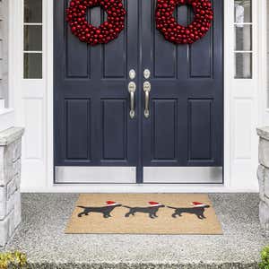 Indoor/Outdoor Hand-Hooked Christmas Dogs Accent Rug