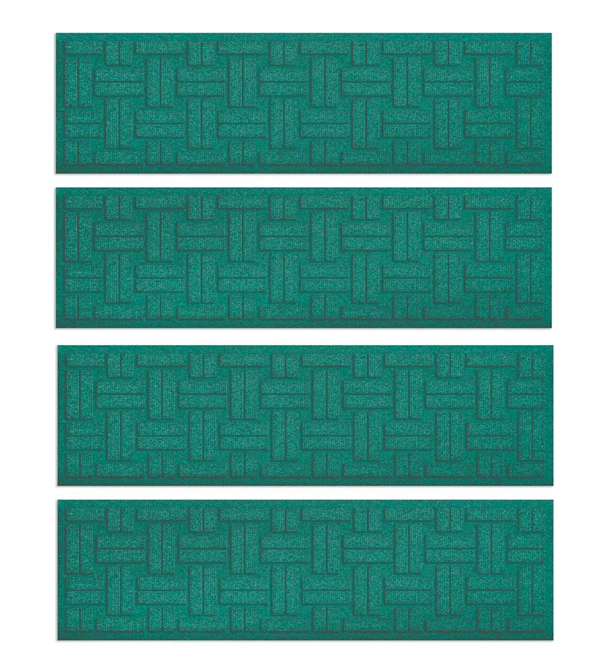 Waterhog Basket Weave Stair Tread Mats, Set of 4 - Aqua