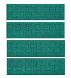 Waterhog Basket Weave Stair Tread Mats, Set of 4 - Aqua