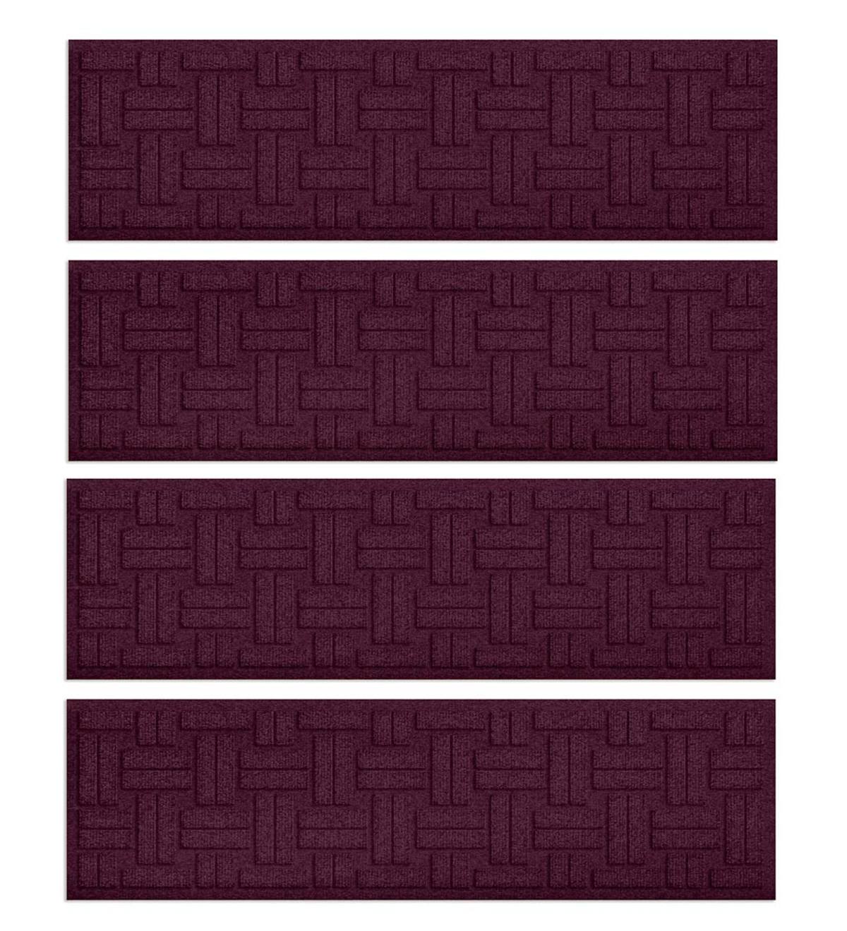 Basket Weave Recycled Waterhog Doormat - Bordeaux