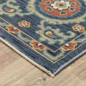 Indoor/Outdoor Clover Hill Border Polypropylene Rug, 3'3" x 5'