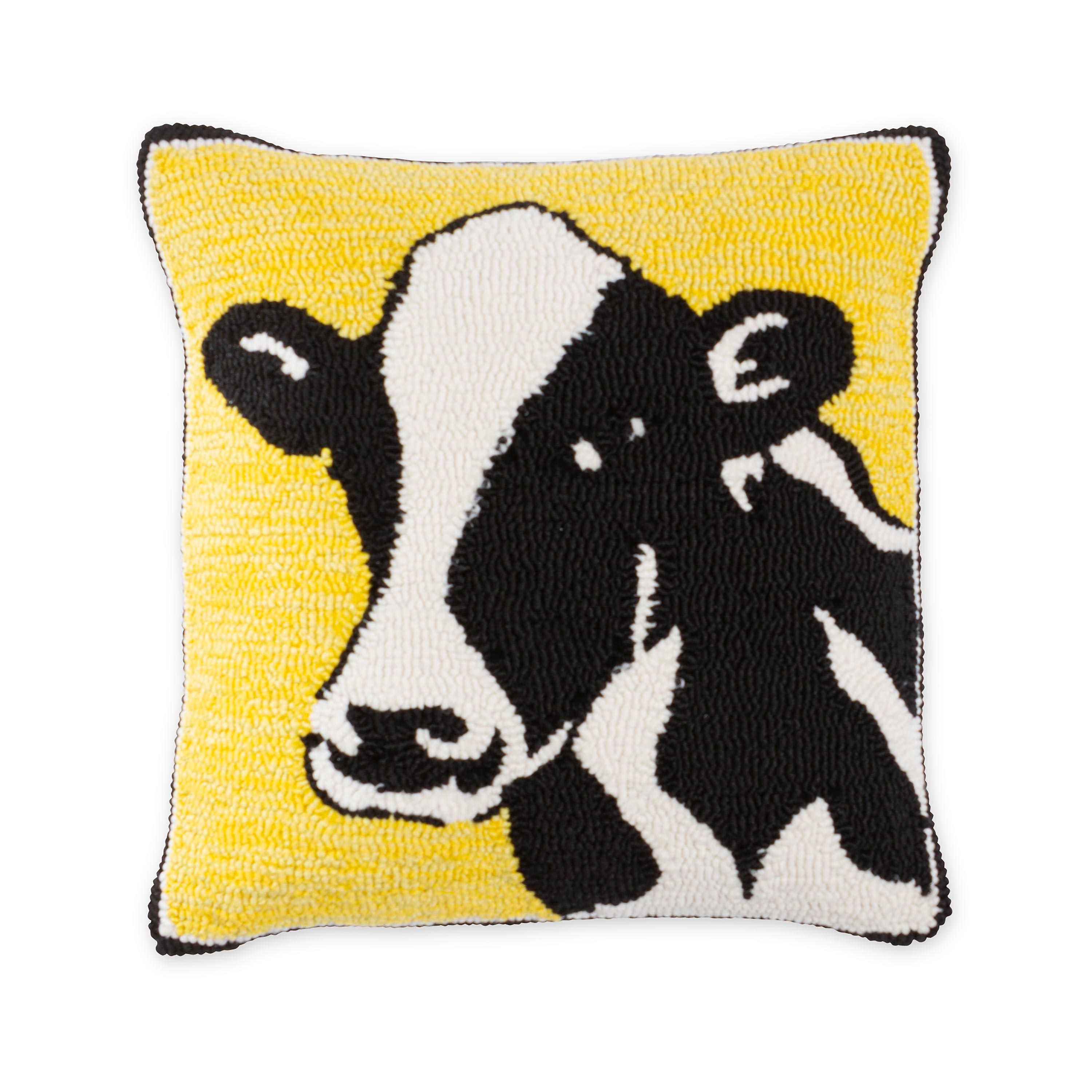 Indoor Outdoor Hooked Polypropylene Cow Throw Pillow Plow Hearth