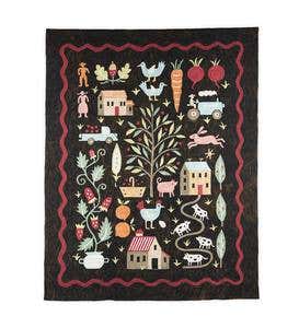 Contemporary Folk Art Hand-Hooked Rug, 8' x 10'