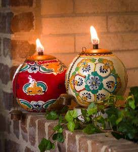 Hand-Painted Ceramic Talavera Torch