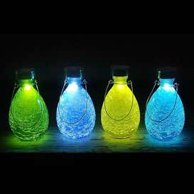 Crackled Glass Teardrop Solar Lantern