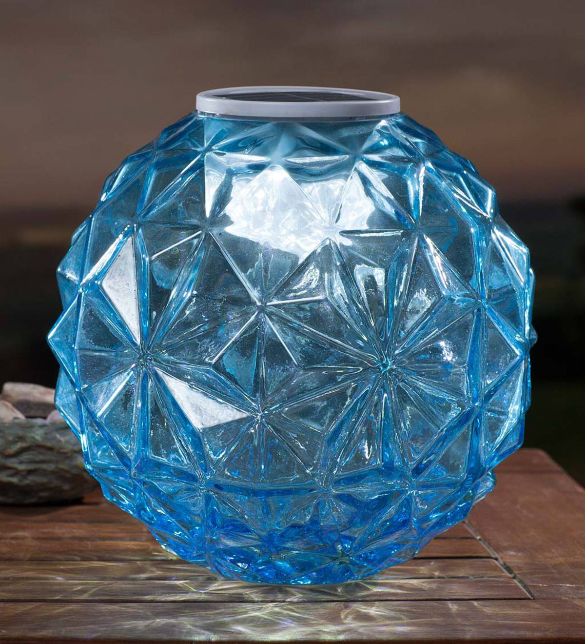 Glowing Glass Globe With Moving Light Large Blue Plow And Hearth