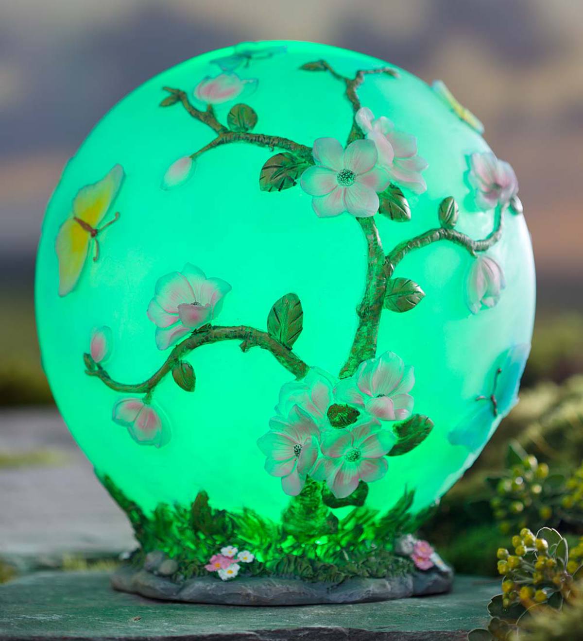 Glowing Led Cherry Blossom Garden Globe Plow And Hearth