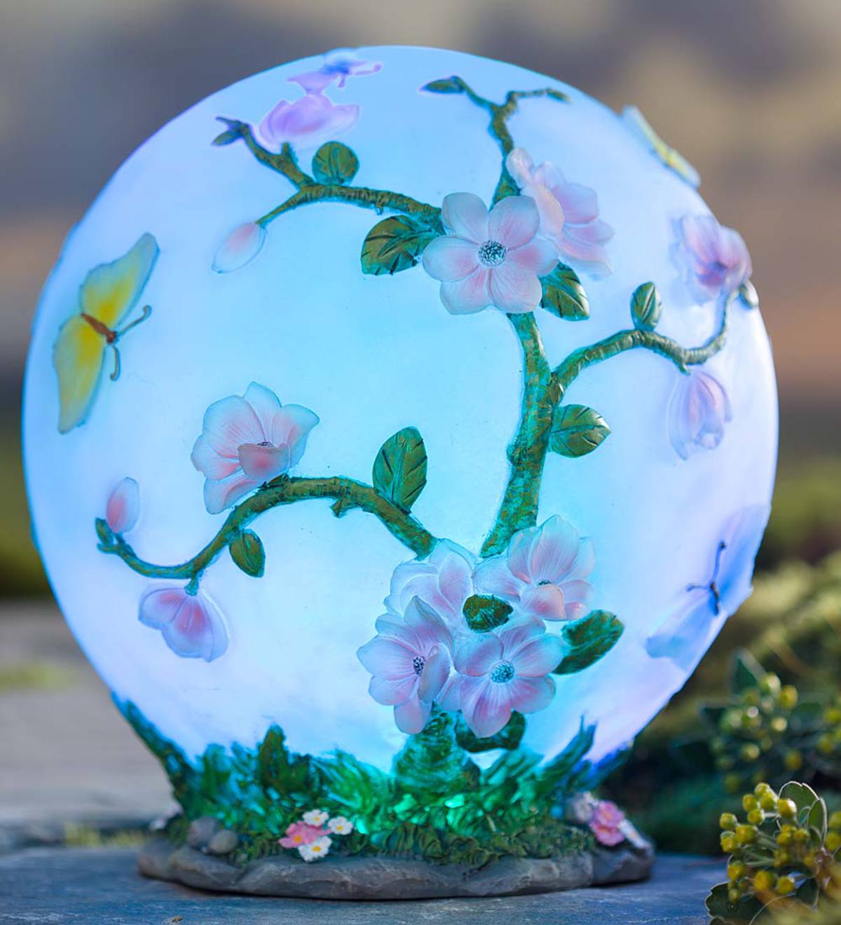 Glowing Led Cherry Blossom Garden Globe Plow And Hearth