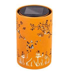 Solar Metal Lanterns with Cut-Out Design, Set of 2 - Woodland