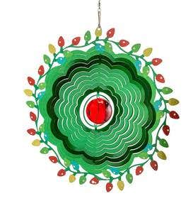 Hanging Metal Christmas Wreath Optical Illusion Spinner