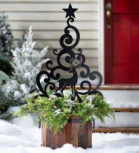 Reindeer Christmas Tree Metal Garden Stake