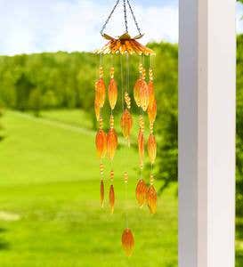 Colorful Glass Flower Petals Wind Chimes