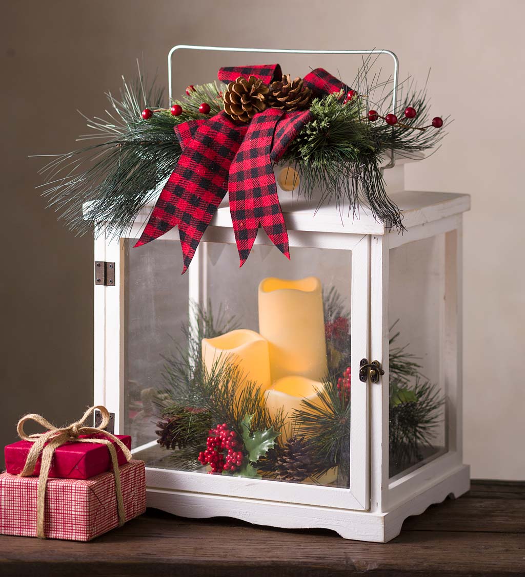 Holiday Lantern with LED Candles