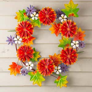 Fall Chrysanthemums Metal Wreath