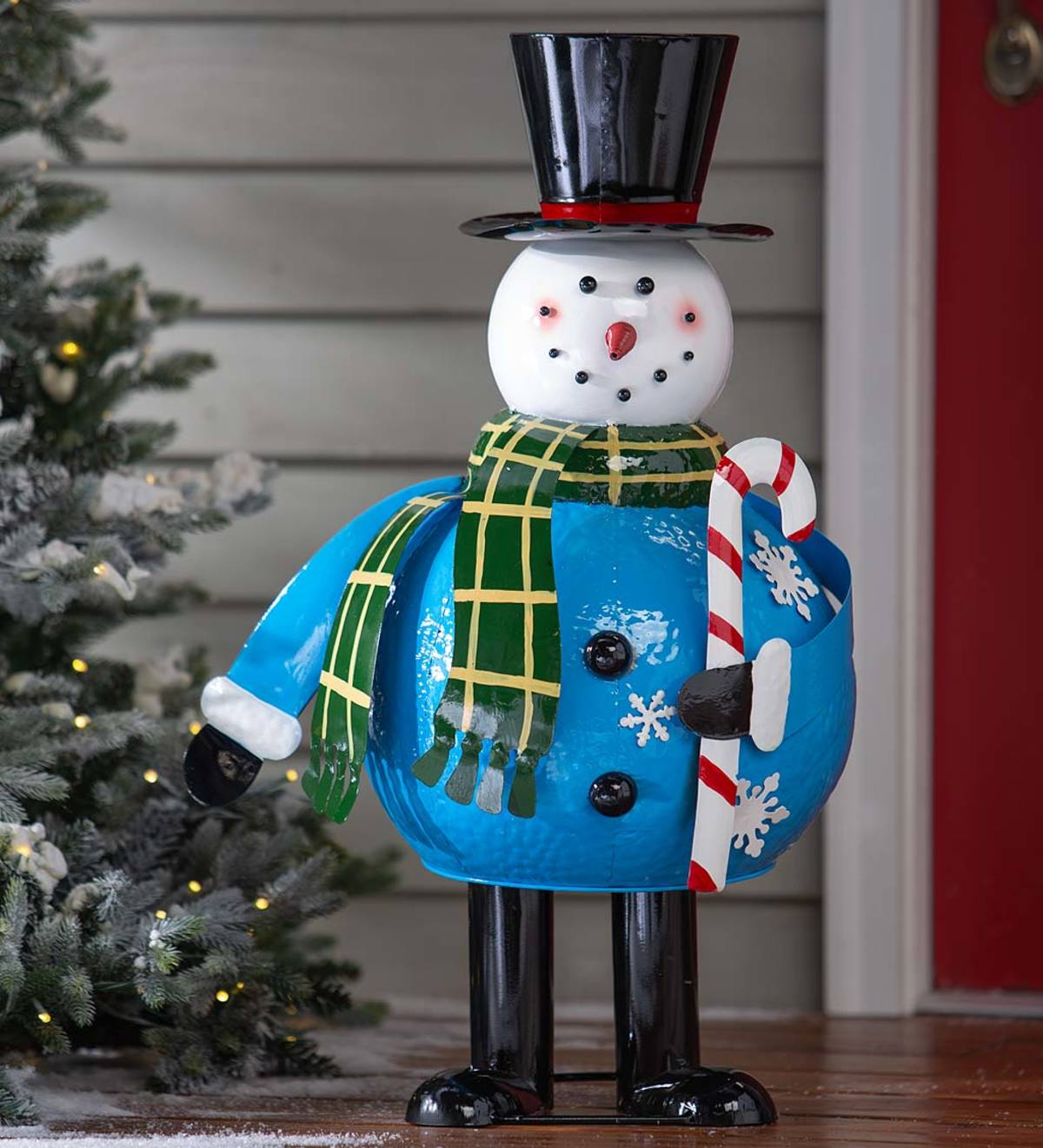 Snowman Indoor/Outdoor Bobble Motion Metal Christmas Accent | Plow 