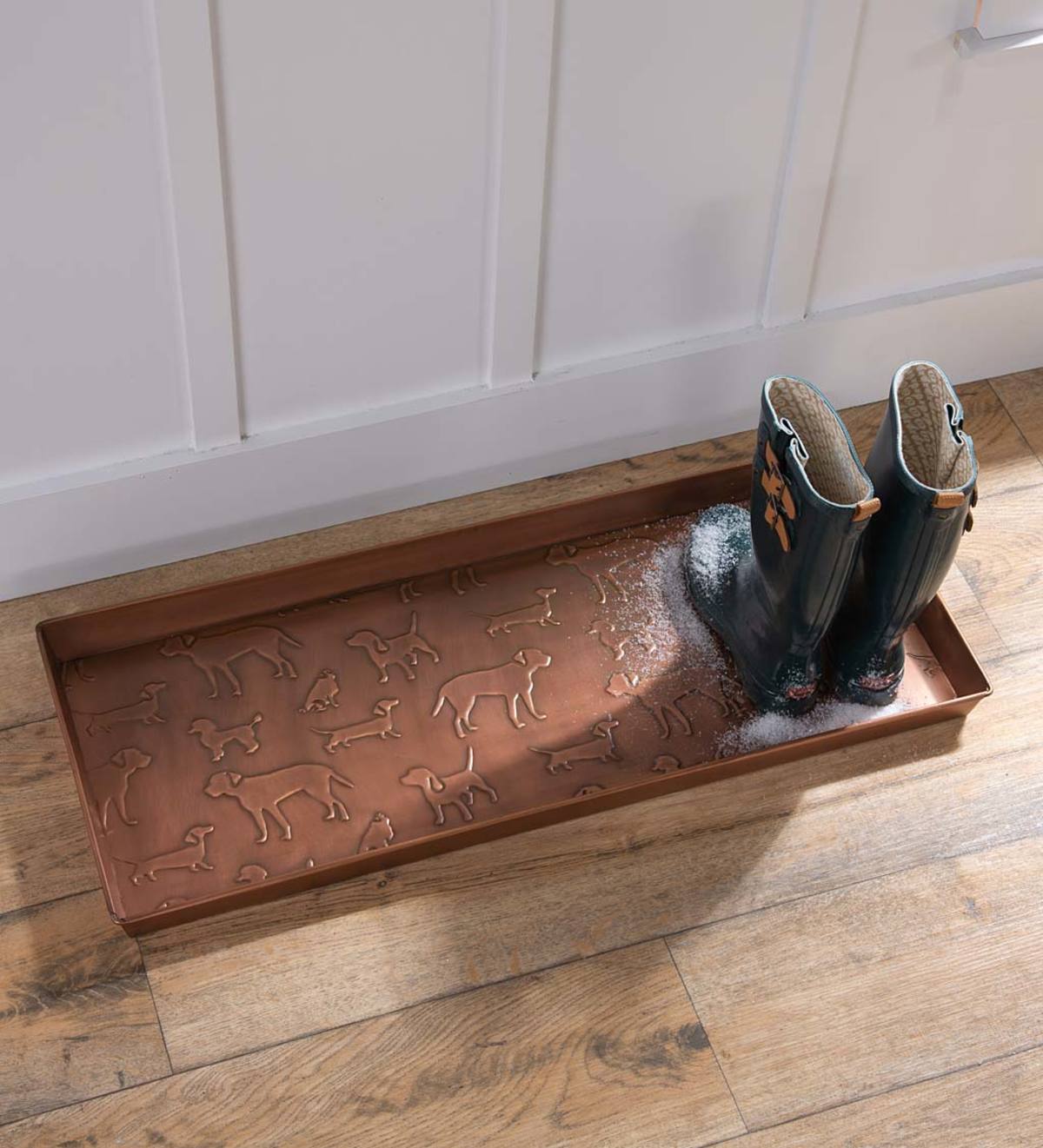 Metal dog outlet tray