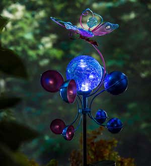 Solar Butterfly Wind Spinner Garden Stake