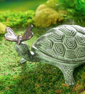 Tortoise and Butterfly Metal Garden Statue