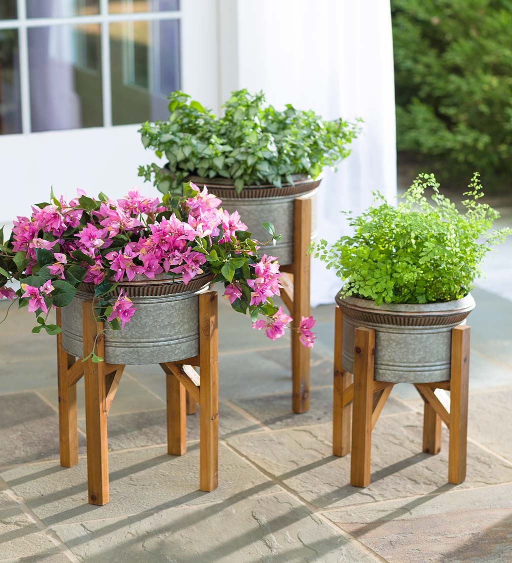 Galvanised Oval Trough W Handles Outdoor Garden Metal Steel Planter Flower  Pot 