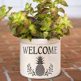 Pineapple Welcome Stoneware Crock