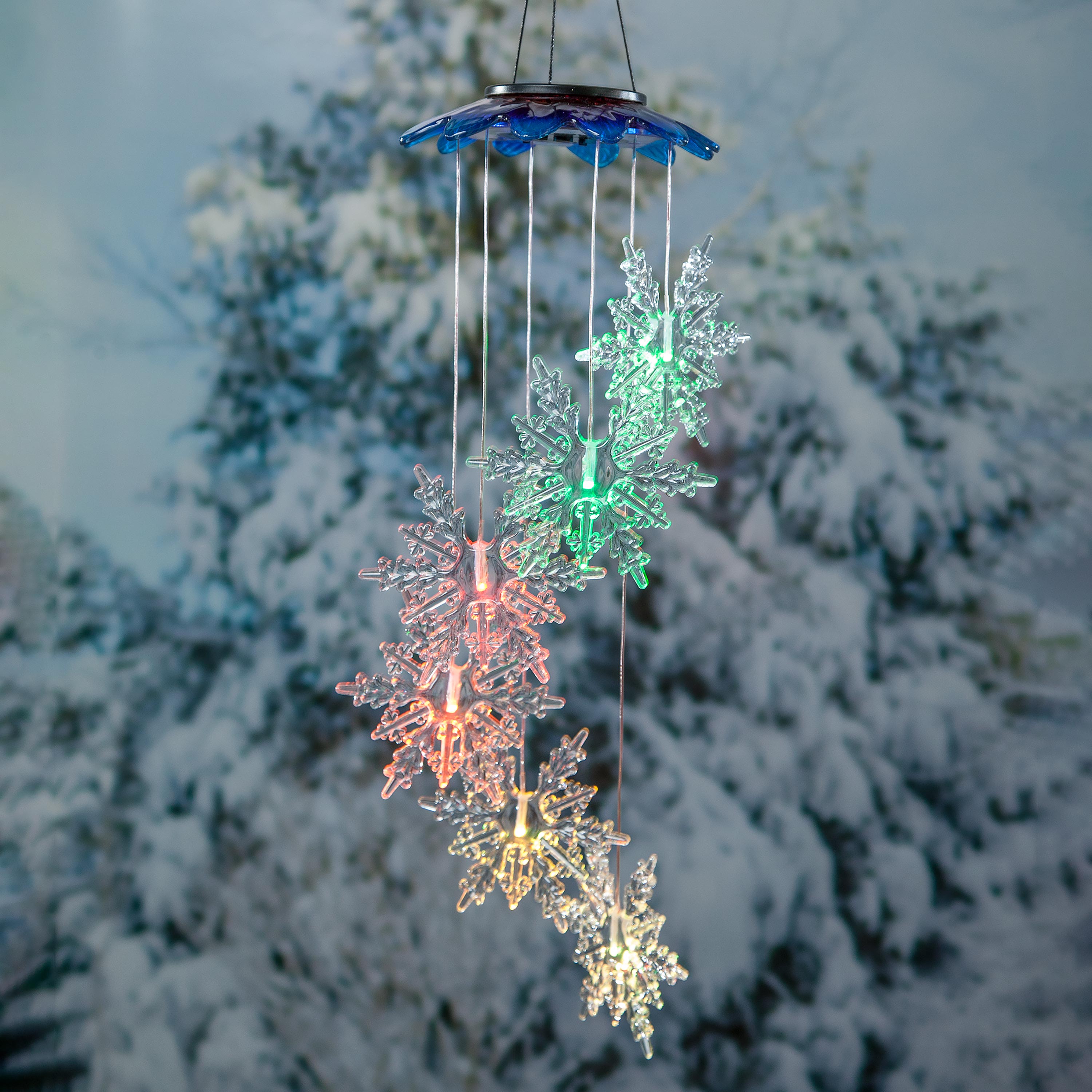 Hanging solar shop snowflake lights