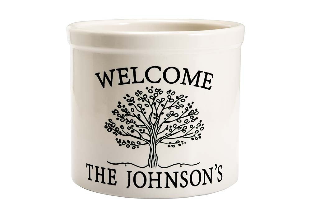 Personalized Tree of Life Crock - Black | Plow & Hearth