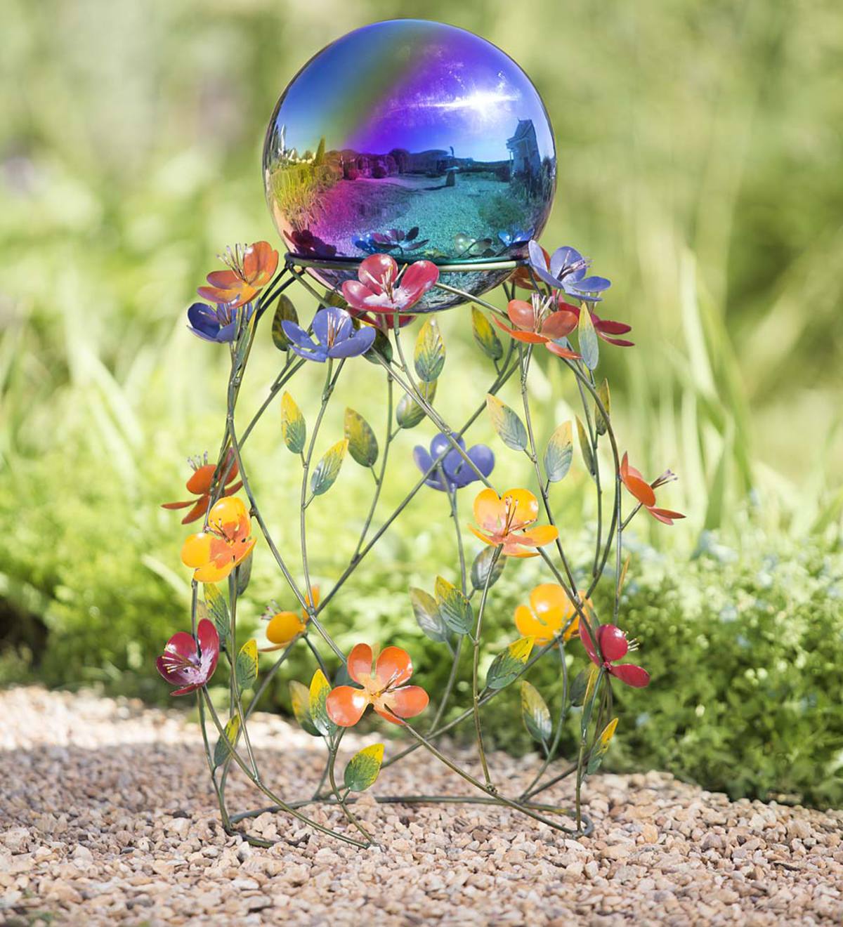 Flower Gazing Ball Stand