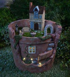 Lighted Flower Pot with Fairy Accessories