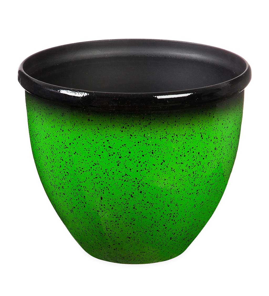 Colorful Faux Glazed Ceramic Self-Watering Planter - Green