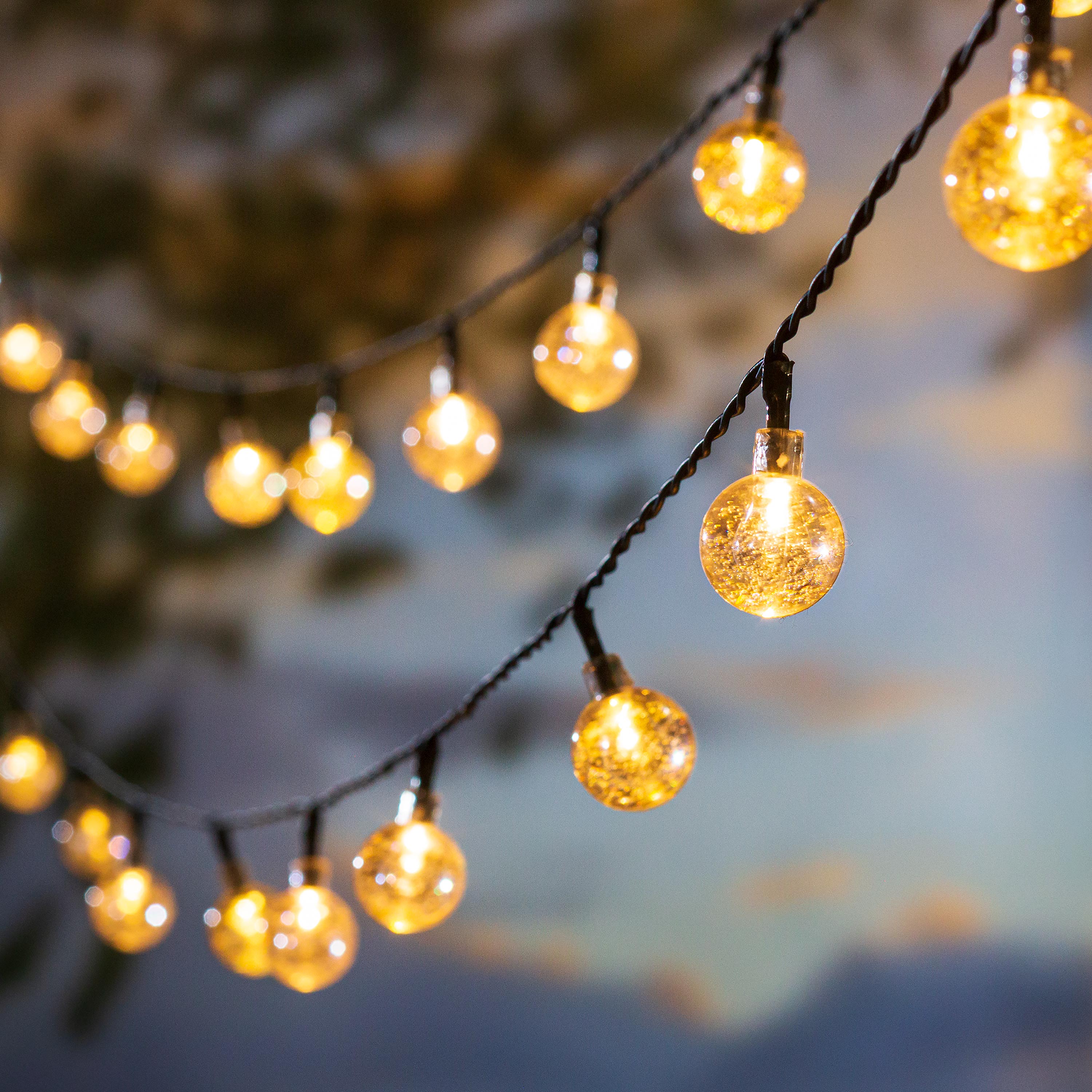 Multi Function Solar Ball String Lights with 50 Warm White LEDs