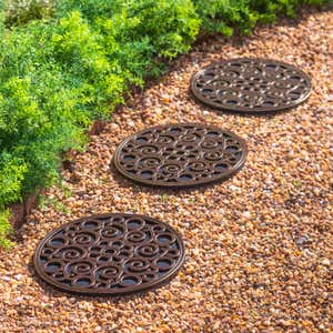 Recycled Rubber Stepping Stones, Set of 3