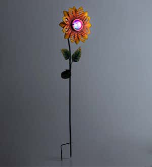 Sunflower Garden Stake with Faceted Rotating Solar Light