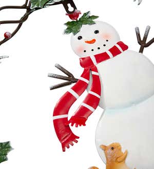 Winter Snowman Christmas Kitchen Mats Xmas Farm Barn Holly Wreath